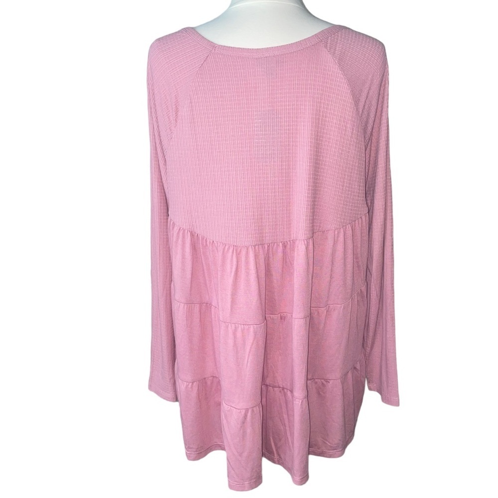 Torrid | Texture Jersey Tiered Back Top in a Dusty Rose Pink Womens Size 1X Plus - Picture 8 of 17